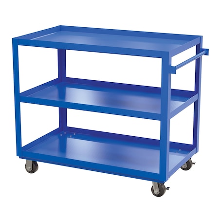 Vestil Steel Service Cart, 3 Shelves, 28 x 48, Steel, 1000 lb Load Capacity, 3 Shelves, 27.875" W SCS3-2848